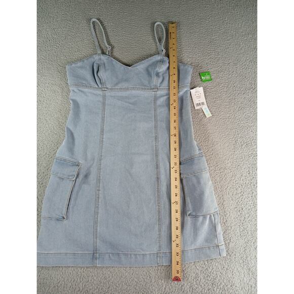 Tinseltown Overall Dress Womens XXL Blue Denim Pocket Mini Light Wash Kohl's NWT - Picture 4 of 8
